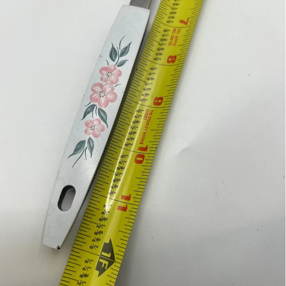USA Stainless Steel Meat Fork Pink Floral Handle 12 inches 2 Prong Vtg